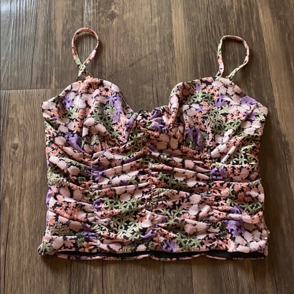 Forever21 floral ruched crop top!